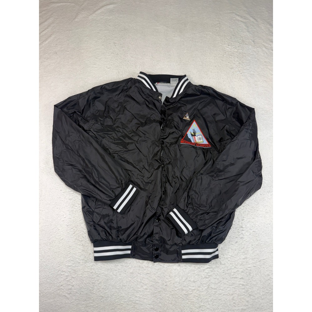 Cardinal Activewear Mens XL Black Nylon Bomber Jacket McKnight Achiever Varsity